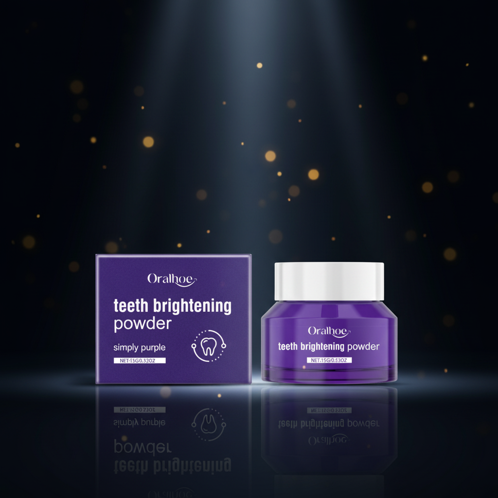 Purple teeth whitening tooth powder for daily oral care and gum support
