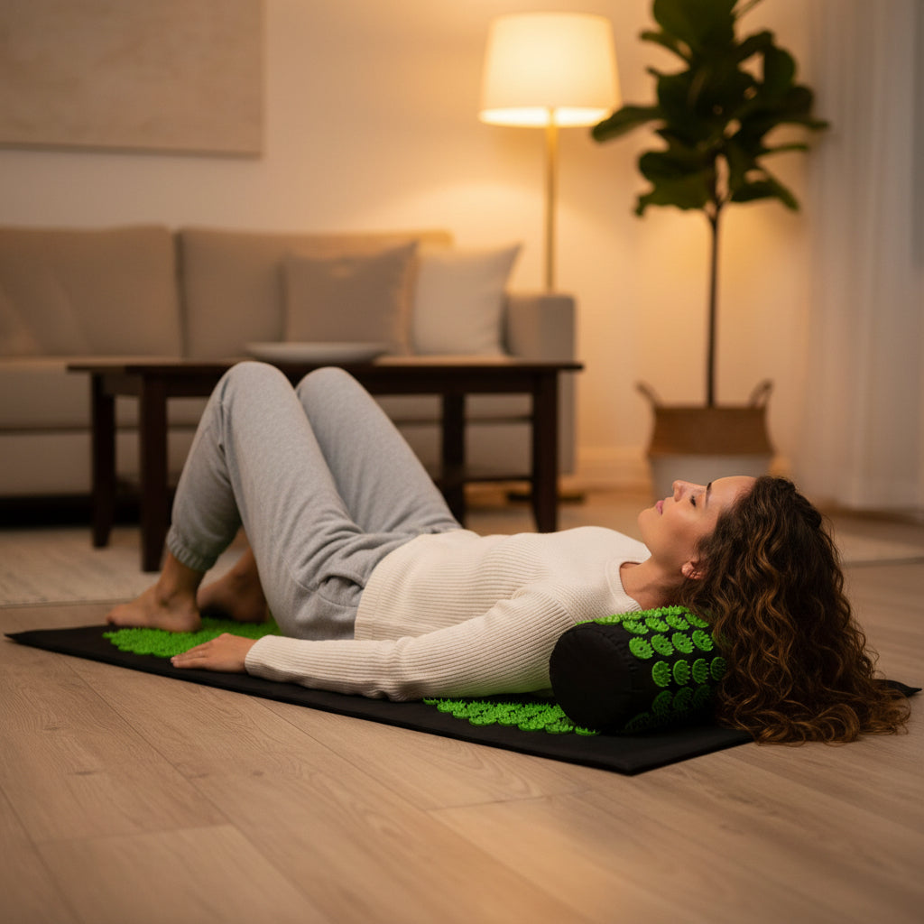 Acupuncture massage mat, cervical pillow, and yoga mat set