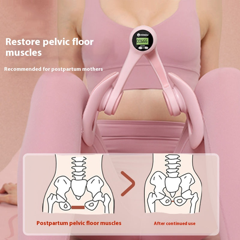Pelvic floor trainer digital counter tracking reps for consistent daily progress