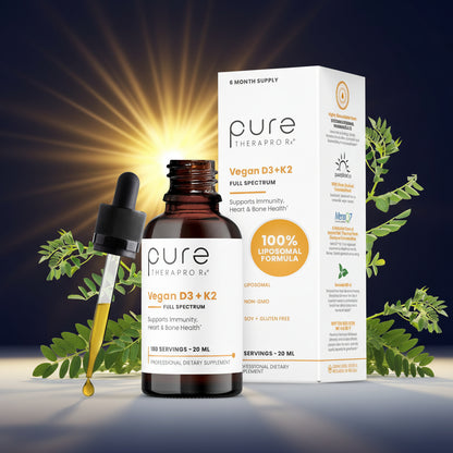 Vegan D3 + K2 Organic 100% Liposomal | 180 Servings | Maximum Absorption Vitamin D3 and Vitamin K2 Supplements for Men and Women D3 Vitamin 5000 IU Liquid Vitamin D3 with K2 - 20 mL Bottle
