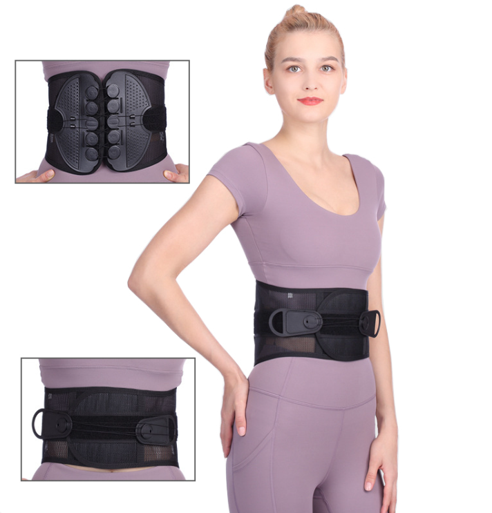 Lumbar belt dual adjustable straps showing compression support system