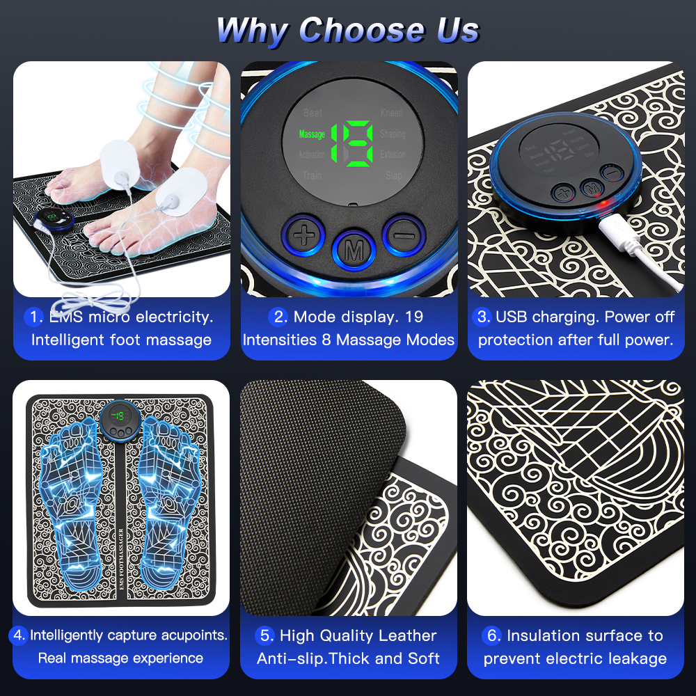 Foot massage pad folded compact design for easy portability and storage