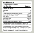 Shilajit 3-in-1 gummies product packaging and serving size details