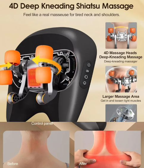 Shiatsu massage pillow speed settings and mode controls