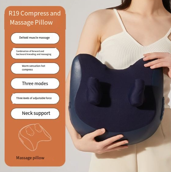 Shiatsu massage pillow heat function for enhanced muscle relaxation