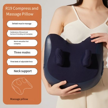 Shiatsu massage pillow heat function for enhanced muscle relaxation