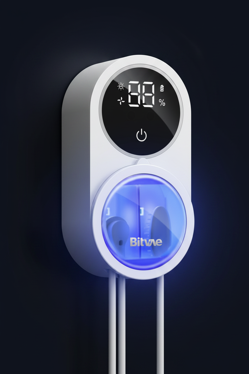 UV toothbrush sanitizer eliminating 99.9% of bacteria with UV-C light technology