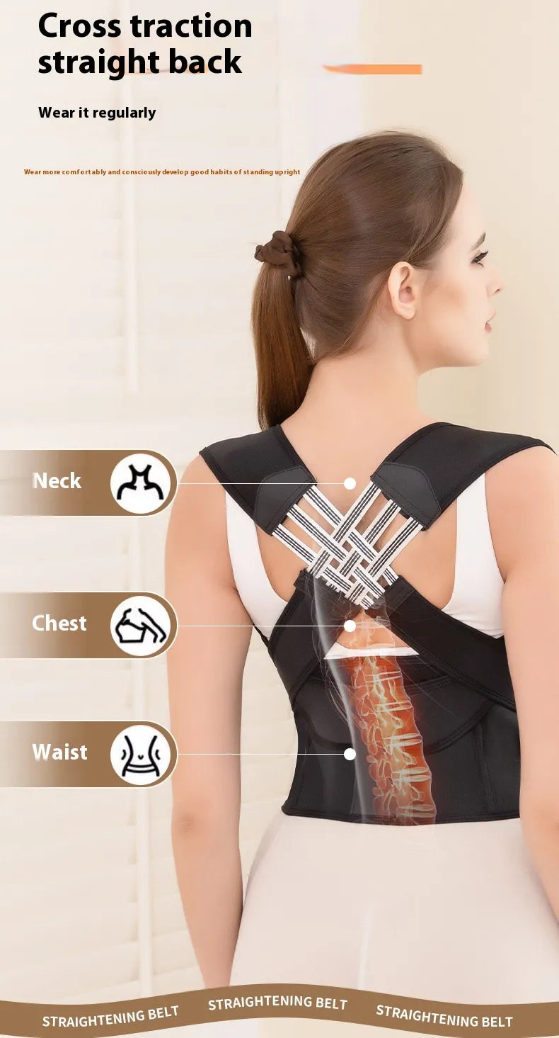 Back posture band being worn during work and daily activities