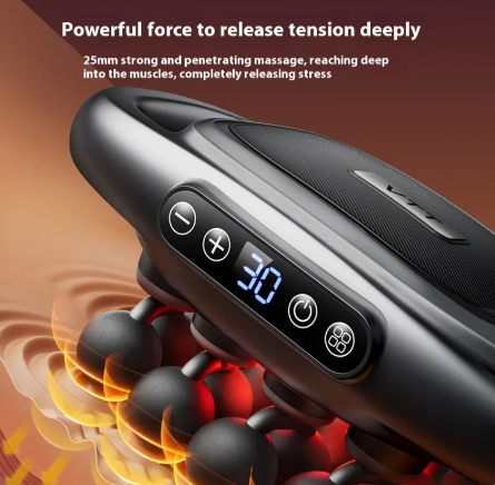 Deep tissue massage gun with 16 interchangeable heads for professional muscle recovery