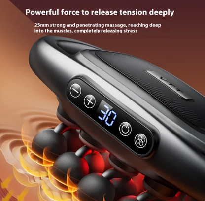 Deep tissue massage gun with 16 interchangeable heads for professional muscle recovery