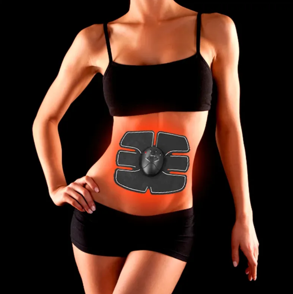 Abdominal muscle stimulator toner packaging and included accessories