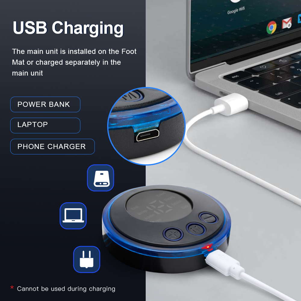 Foot massage pad USB charging cable and battery specifications