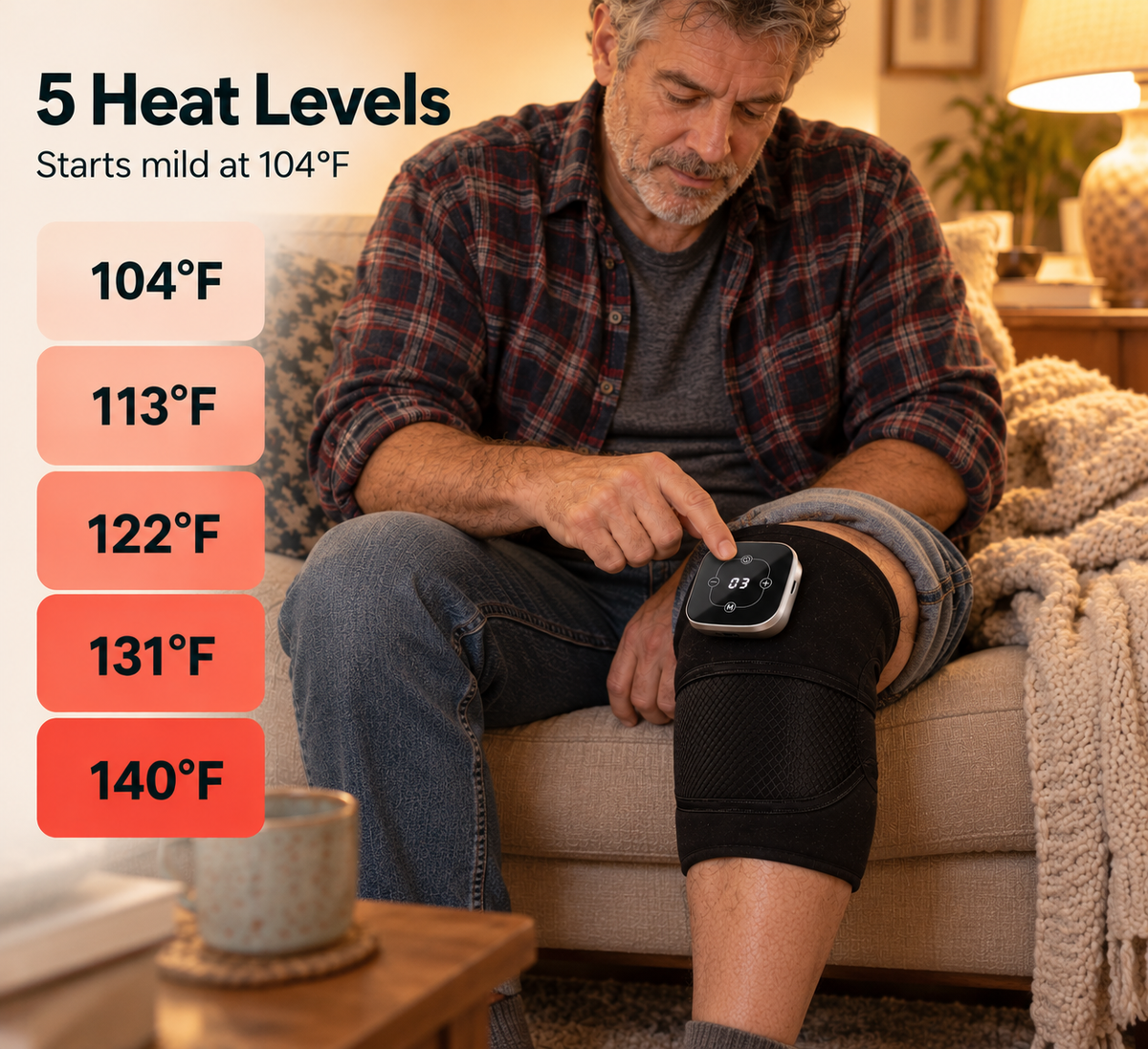 WarmStep 5 heat levels from 104°F to 140°F