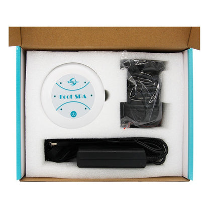 Foot bath product contents showing components and accessories included