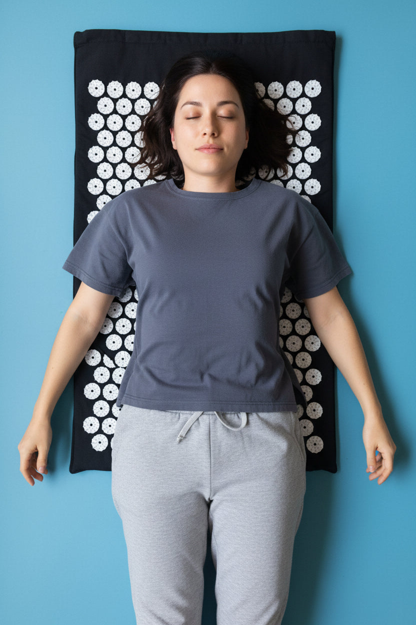 Acupuncture mat rolled up with included carry bag