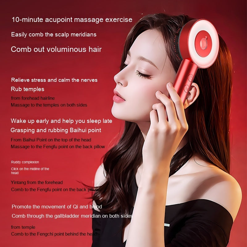 Infrared scalp massager and fluffy comb for hair growth and scalp circulation
