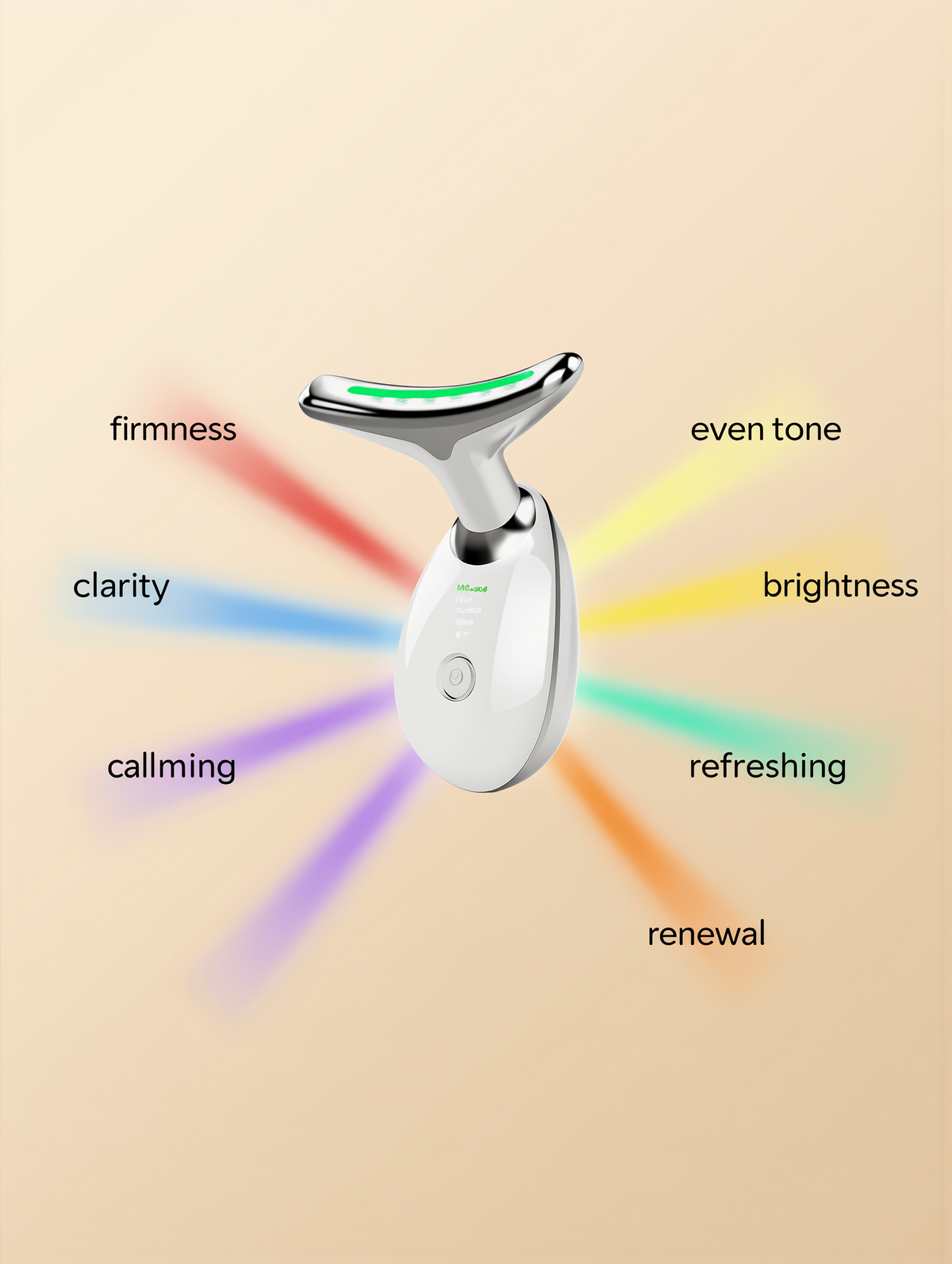 Clean infographic showing the facial massager's 7 light modes