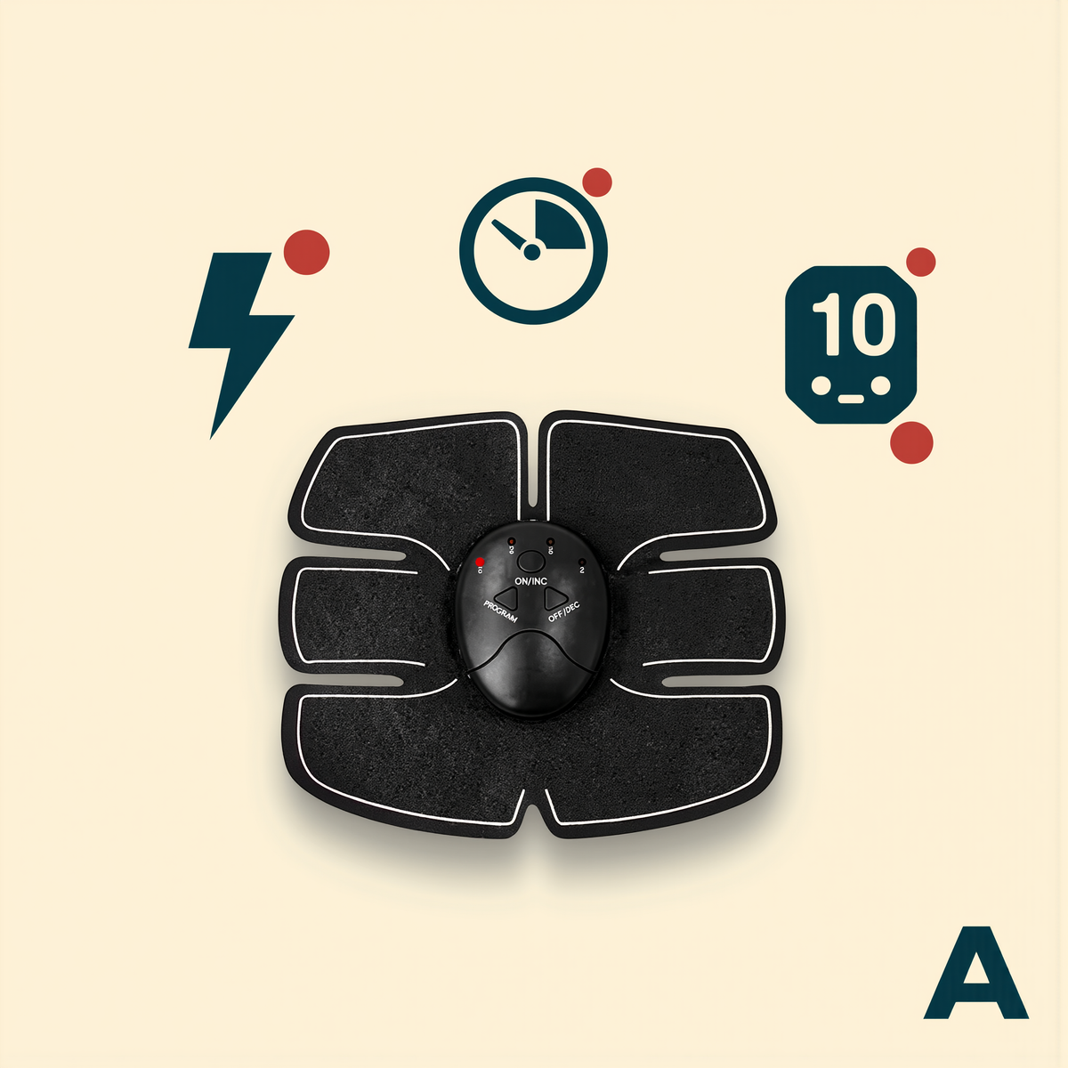 Clean minimal shot of the abdominal muscle stimulator pad