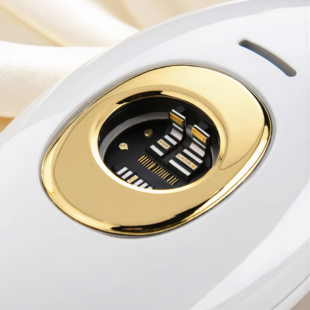 Extreme close-up of the IPL device's treatment window
