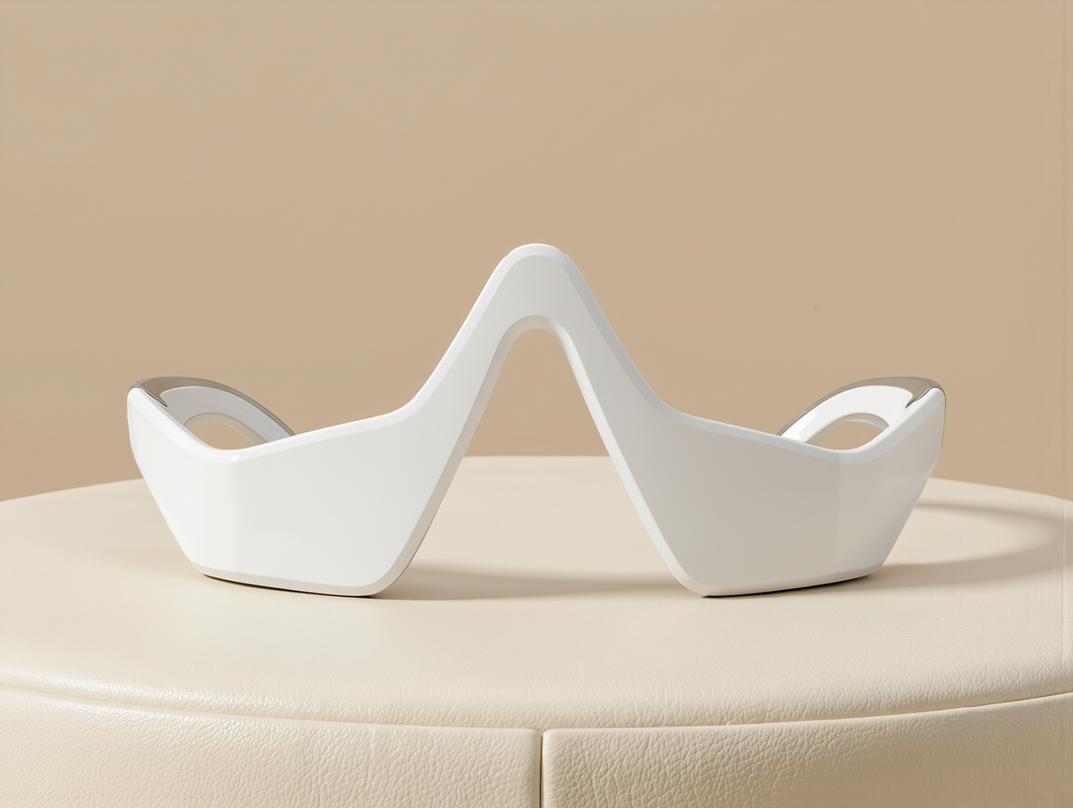 Wireless eye massager in white, single product studio shot