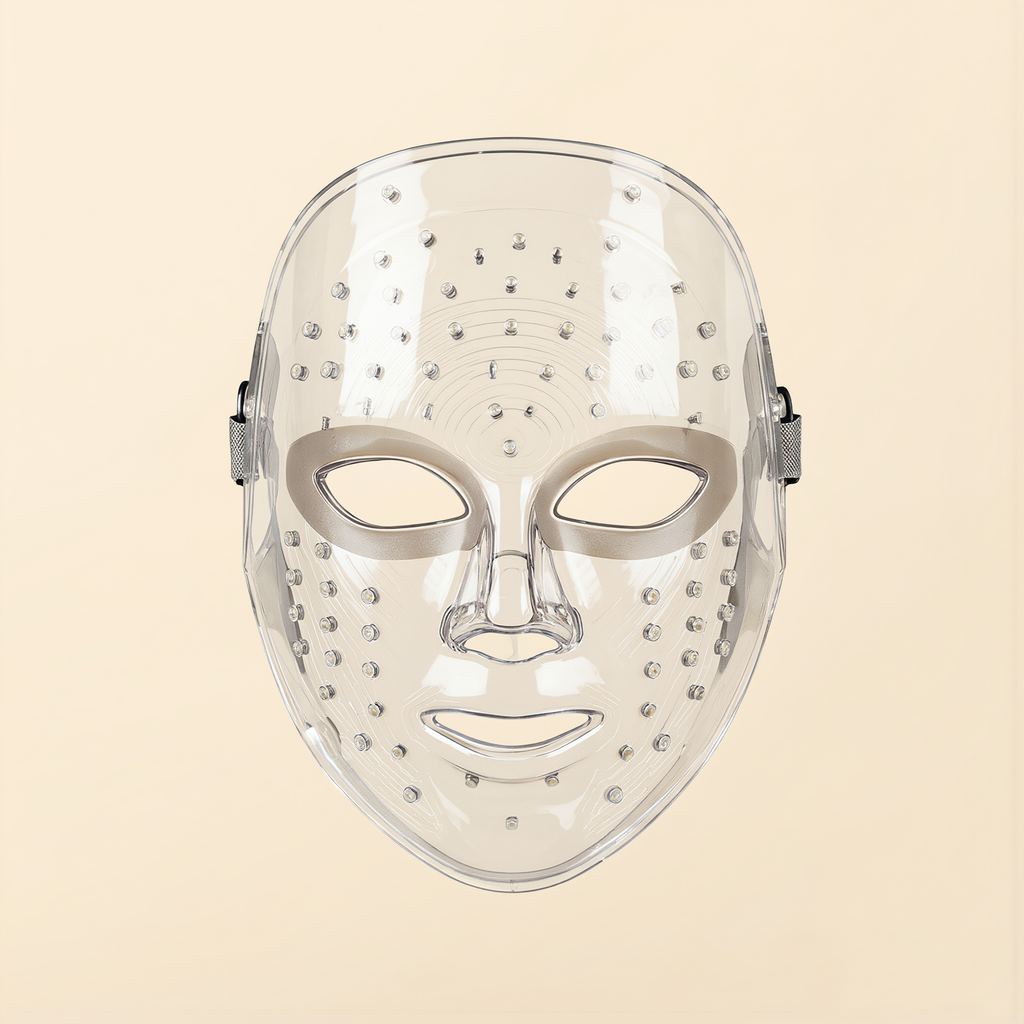 Clear plastic packaging for the LED facial rejuvenation device