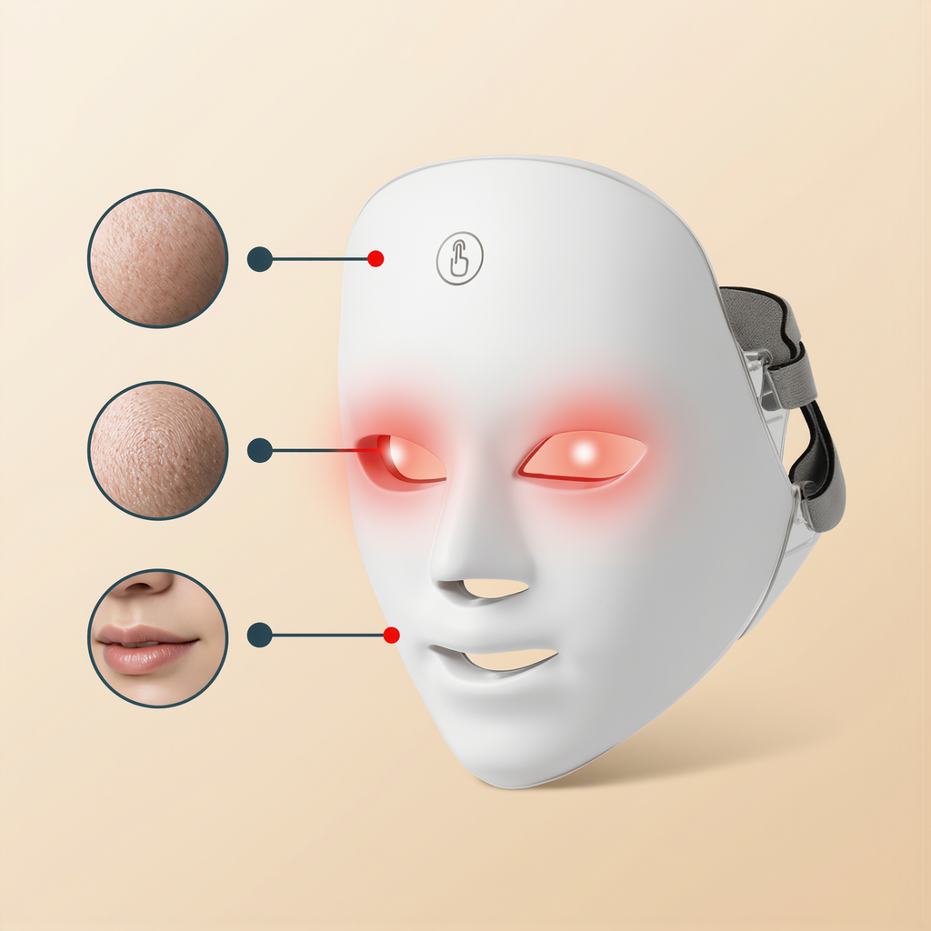 White LED light panel on the facial rejuvenation device