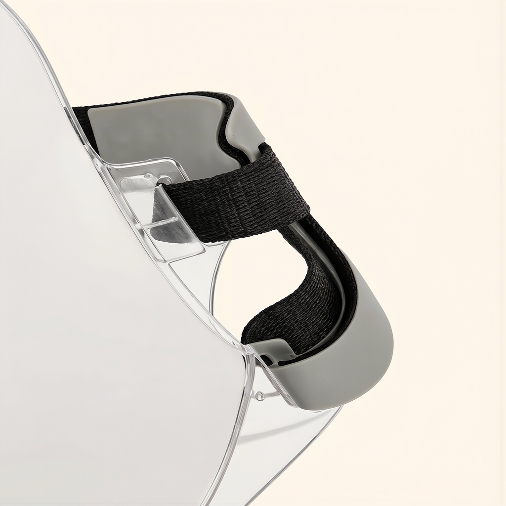 Close-up of the device's colored LED light array in use