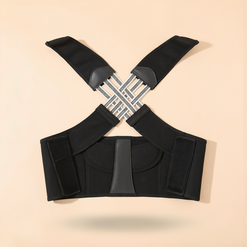 Black back posture corrector band, single product studio shot