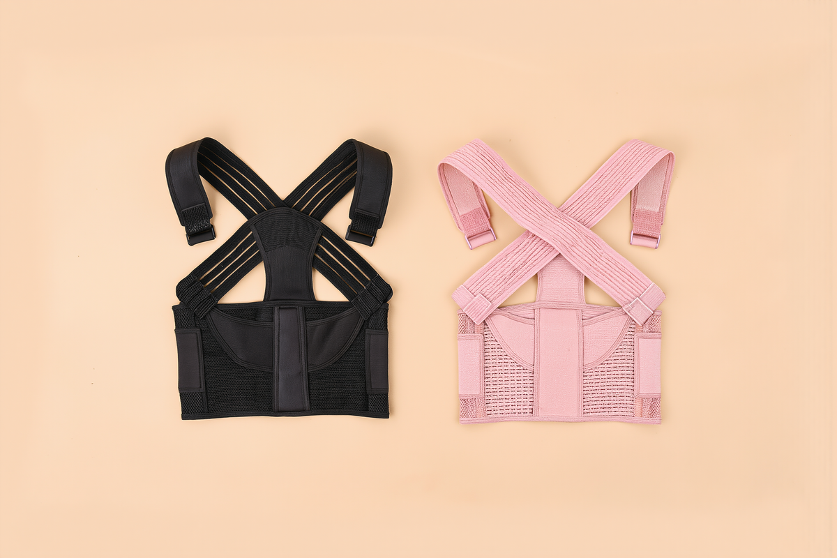 Two posture corrector band size and color variants shown together