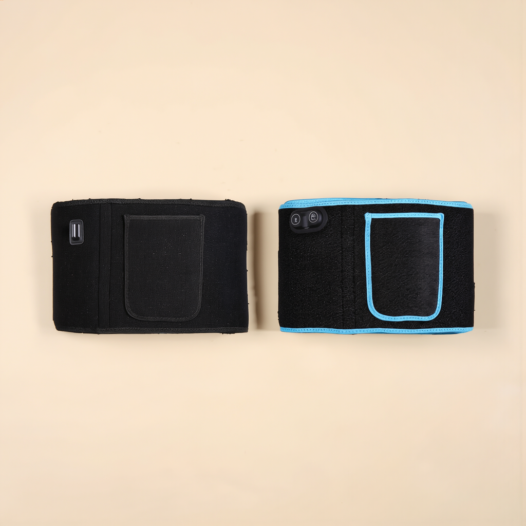 Two red light therapy waist belts shown side by side