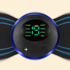 Extreme close-up of the RelaxWave EMS massager's control buttons